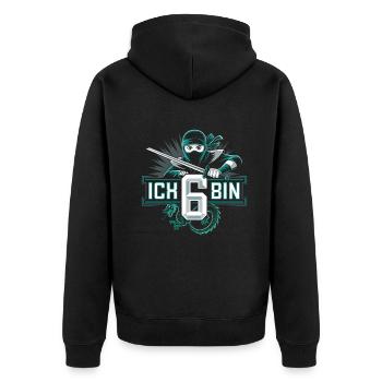 Ich Bin 6 Ninja Geburtstagsshirt - Unisex Premium Bio Zip Hoodie - Schwarz - Hinten - Nico (187cm)