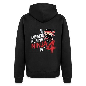 This Little Ninja Is 4 Birthday T-Shirt - Unisex Premium Organic Zip Hoodie - black - Back - Nico (187cm)