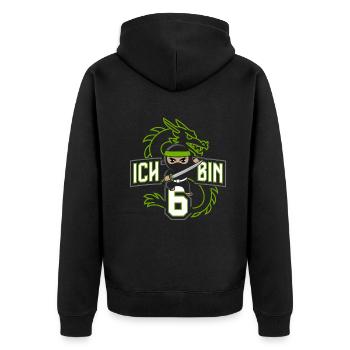 Ich Bin 6 Ninja Geburtstagsshirt - Unisex Premium Bio Zip Hoodie - Schwarz - Hinten - Nico (187cm)
