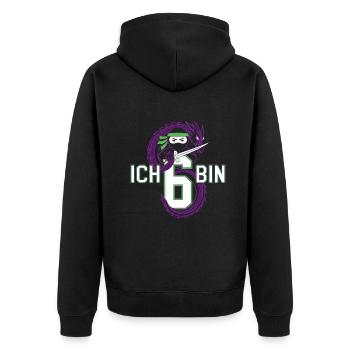Ich Bin 6 Ninja Geburtstagsshirt - Unisex Premium Bio Zip Hoodie - Schwarz - Hinten - Nico (187cm)