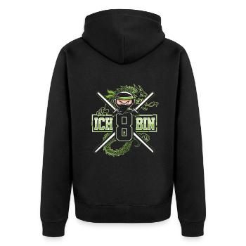 Ich Bin 8 Ninja Geburtstagsshirt - Unisex Premium Bio Zip Hoodie - Schwarz - Hinten - Nico (187cm)