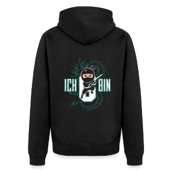 Ich Bin 6 Ninja Geburtstagsshirt - Unisex Premium Bio Zip Hoodie - Schwarz - Hinten - Nico (187cm)