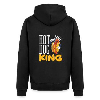 Hot Dog King for Snack Lovers - Unisex Premium Organic Zip Hoodie - black - Back - Nico (187cm)