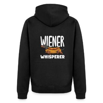 Hot Dog Lover: Viennese Whisperer - Unisex Premium Organic Zip Hoodie - black - Back - Nico (187cm)