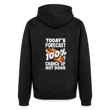Heutige Prognose 100% Chance Auf Hot Dogs - Unisex Premium Bio Zip Hoodie - Schwarz - Hinten - Nico (187cm)