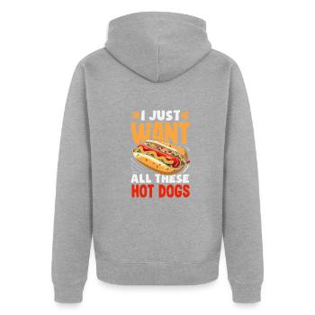 Ich Will All Diese Hot Dogs - Unisex Premium Bio Zip Hoodie - Grau meliert - Hinten - Nico (187cm)