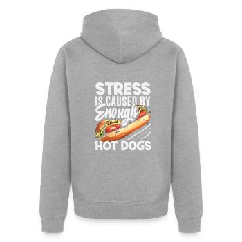 Stress Wird Durch Genug Hot Dogs Verursacht - Unisex Premium Bio Zip Hoodie - Grau meliert - Hinten - Nico (187cm)