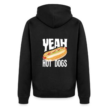 Yeah Heiße Hunde Leckereien - Unisex Premium Bio Zip Hoodie - Schwarz - Hinten - Nico (187cm)