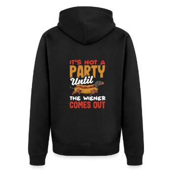 Es Ist Keine Party Ohne Hot Dog Spaß - Unisex Premium Bio Zip Hoodie - Schwarz - Hinten - Nico (187cm)