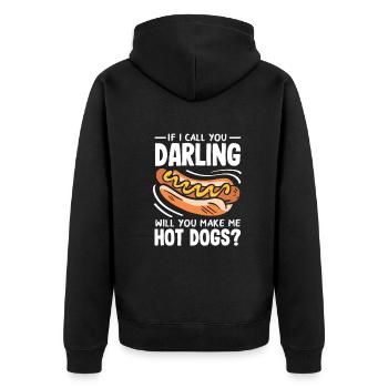 Hot dogs for hungry darlings - Unisex Premium Organic Zip Hoodie - black - Back - Nico (187cm)