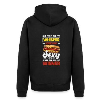 Sexy Hot Dog Whisper Something Viennese - Unisex Premium Organic Zip Hoodie - black - Back - Nico (187cm)