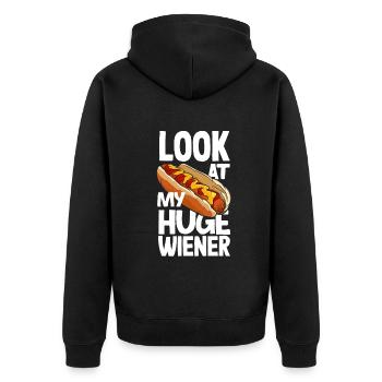 Schau Mal Mein Riesen Hot Dog - Unisex Premium Bio Zip Hoodie - Schwarz - Hinten - Nico (187cm)