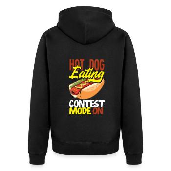 Hot Dog Eating Contest Mode On - Unisex Premium Bio Zip Hoodie - Schwarz - Hinten - Nico (187cm)