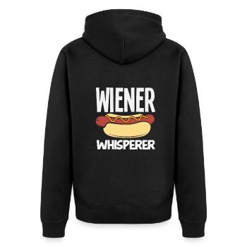 Viennese Whisperer Hot Dog Lover - Unisex Premium Organic Zip Hoodie - black - Back - Nico (187cm)