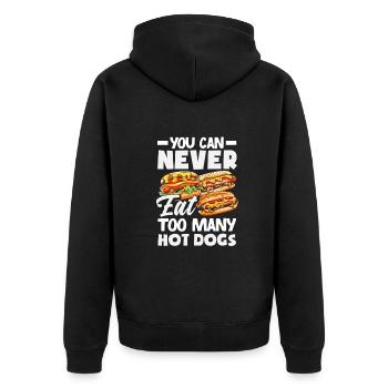 Never eat too many hot dogs - Unisex Premium Organic Zip Hoodie - black - Back - Nico (187cm)