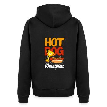 Hot Dog Champion Witzig Für Grillfans - Unisex Premium Bio Zip Hoodie - Schwarz - Hinten - Nico (187cm)