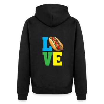 L’amour des hot-dogs et de la nourriture - Veste à capuche bio Premium Unisexe - noir - Dos - Nico (187cm)