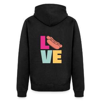 Love for hot dog fans - Unisex Premium Organic Zip Hoodie - black - Back - Nico (187cm)