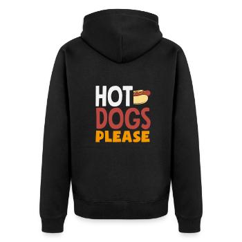 Hot Dogs Please Eat Funny - Unisex Premium Organic Zip Hoodie - black - Back - Nico (187cm)