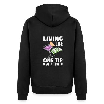 Lustiger Barkeeper Spruch Barkeeper Geschenk - Unisex Premium Bio Zip Hoodie - Schwarz - Hinten - Nico (187cm)