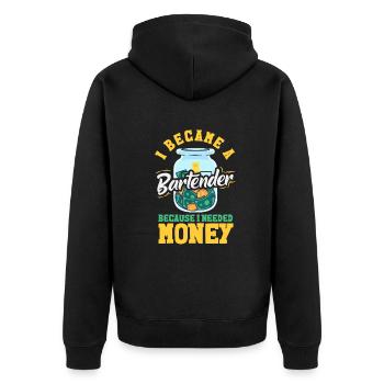 Lustiger Barkeeper Spruch Barkeeper Geschenk - Unisex Premium Bio Zip Hoodie - Schwarz - Hinten - Nico (187cm)