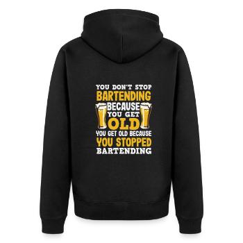 Lustiger Barkeeper Spruch Barkeeper Geschenk - Unisex Premium Bio Zip Hoodie - Schwarz - Hinten - Nico (187cm)