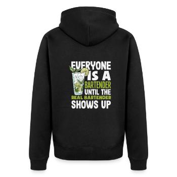 Funny Bartender Saying Bartender Gift - Unisex Premium Organic Zip Hoodie - black - Back - Nico (187cm)