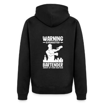 Lustiger Barkeeper Spruch Barkeeper Geschenk - Unisex Premium Bio Zip Hoodie - Schwarz - Hinten - Nico (187cm)