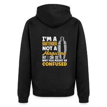 Funny Bartender Saying Bartender Gift - Unisex Premium Organic Zip Hoodie - black - Back - Nico (187cm)