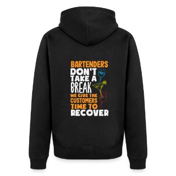 Lustiger Barkeeper Spruch Barkeeper Geschenk - Unisex Premium Bio Zip Hoodie - Schwarz - Hinten - Nico (187cm)