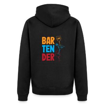 Lustiger Barkeeper Spruch Barkeeper Geschenk - Unisex Premium Bio Zip Hoodie - Schwarz - Hinten - Nico (187cm)