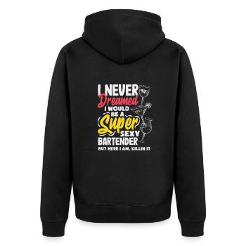 Funny Bartender Saying Bartender Gift - Unisex Premium Organic Zip Hoodie - black - Back - Nico (187cm)