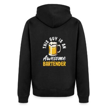 Lustiger Barkeeper Spruch Barkeeper Geschenk - Unisex Premium Bio Zip Hoodie - Schwarz - Hinten - Nico (187cm)