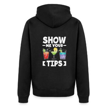 Lustiger Barkeeper Spruch Barkeeper Geschenk - Unisex Premium Bio Zip Hoodie - Schwarz - Hinten - Nico (187cm)