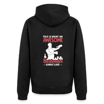 Funny Bartender Saying Bartender Gift - Unisex Premium Organic Zip Hoodie - black - Back - Nico (187cm)
