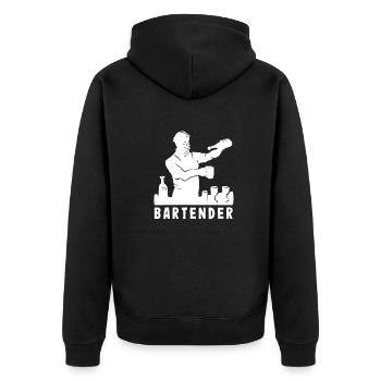 Lustiger Barkeeper Spruch Barkeeper Geschenk - Unisex Premium Bio Zip Hoodie - Schwarz - Hinten - Nico (187cm)