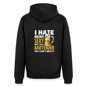 Lustiger Barkeeper Spruch Barkeeper Geschenk - Unisex Premium Bio Zip Hoodie - Schwarz - Hinten - Nico (187cm)