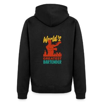 Lustiger Barkeeper Spruch Barkeeper Geschenk - Unisex Premium Bio Zip Hoodie - Schwarz - Hinten - Nico (187cm)