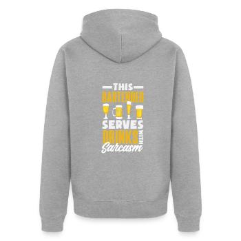 Lustiger Barkeeper Spruch Barkeeper Geschenk - Unisex Premium Bio Zip Hoodie - Grau meliert - Hinten - Nico (187cm)