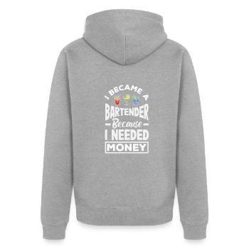 Lustiger Barkeeper Spruch Barkeeper Geschenk - Unisex Premium Bio Zip Hoodie - Grau meliert - Hinten - Nico (187cm)