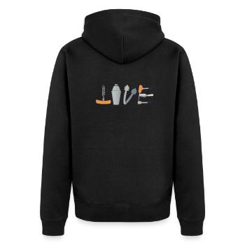 Lustiger Barkeeper Spruch Barkeeper Geschenk - Unisex Premium Bio Zip Hoodie - Schwarz - Hinten - Nico (187cm)