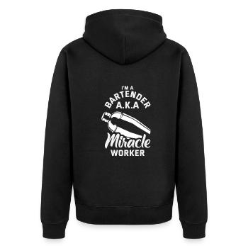 Lustiger Barkeeper Spruch Barkeeper Geschenk - Unisex Premium Bio Zip Hoodie - Schwarz - Hinten - Nico (187cm)