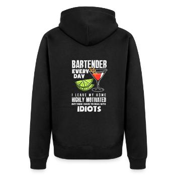 Lustiger Barkeeper Spruch Barkeeper Geschenk - Unisex Premium Bio Zip Hoodie - Schwarz - Hinten - Nico (187cm)
