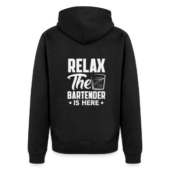 Barman drôle disant cadeau de barman - Veste à capuche bio Premium Unisexe - noir - Dos - Nico (187cm)