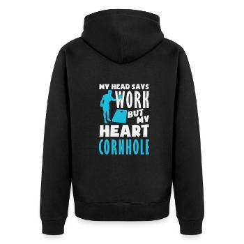 Funny Cornhole Player Gift - Unisex Premium Organic Zip Hoodie - black - Back - Nico (187cm)