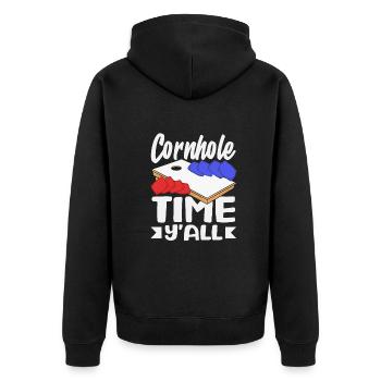 Funny Cornhole Player Gift - Unisex Premium Organic Zip Hoodie - black - Back - Nico (187cm)