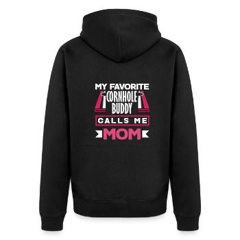 Funny Cornhole Player Gift - Unisex Premium Organic Zip Hoodie - black - Back - Nico (187cm)