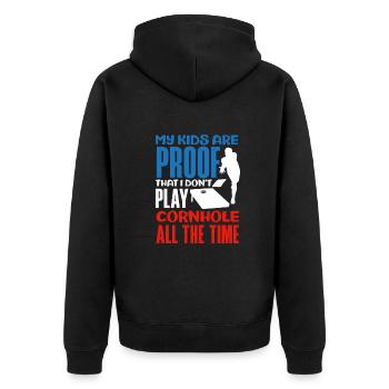Funny Cornhole Player Gift - Unisex Premium Organic Zip Hoodie - black - Back - Nico (187cm)