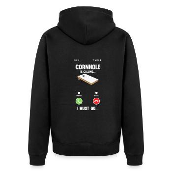 Funny Cornhole Player Gift - Unisex Premium Organic Zip Hoodie - black - Back - Nico (187cm)