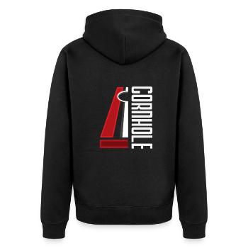 Funny Cornhole Player Gift - Unisex Premium Organic Zip Hoodie - black - Back - Nico (187cm)